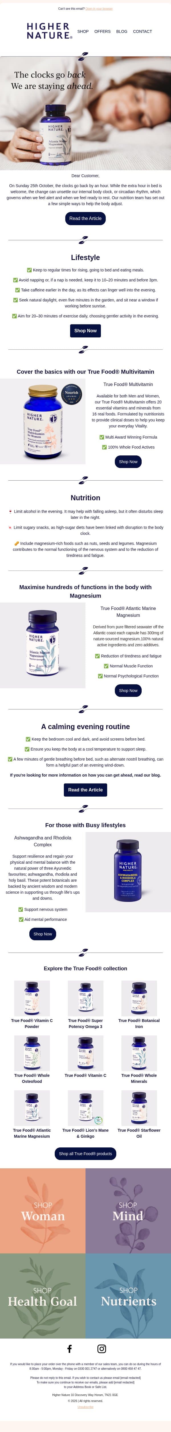 Beat the Clock - With Nature email from Higher Nature screenshot