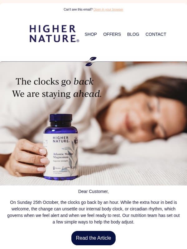 Beat the Clock - With Nature email from Higher Nature