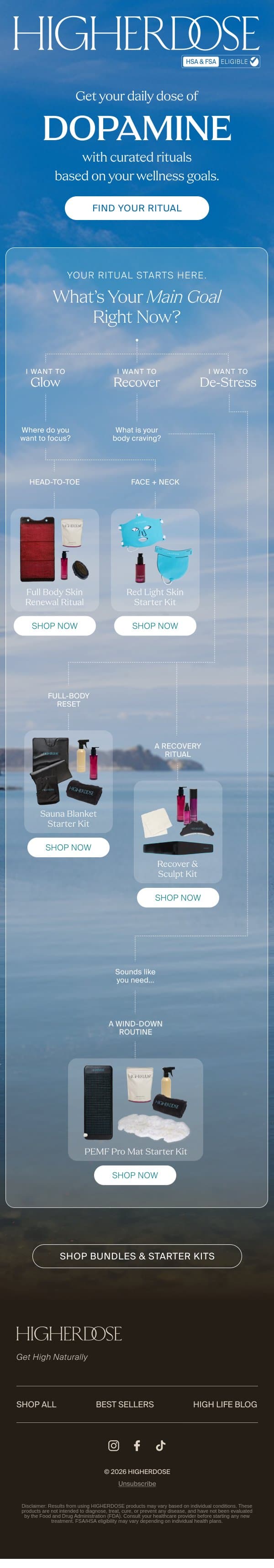 Find your ritual email from HigherDOSE screenshot