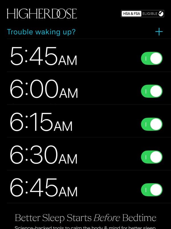 Snoozing through your alarm? email from HigherDOSE