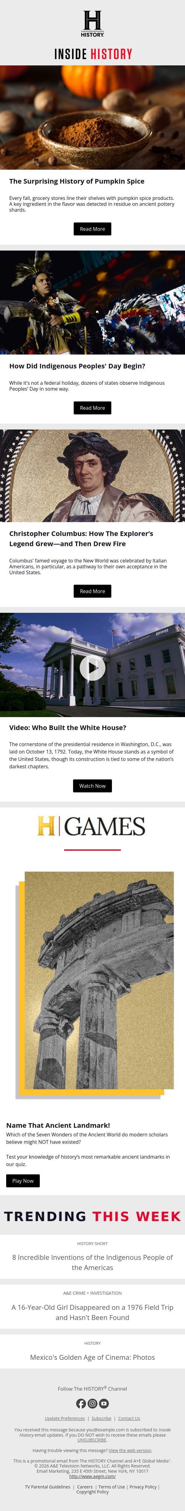 The Surprisingly Ancient History of Pumpkin Spice email from History screenshot