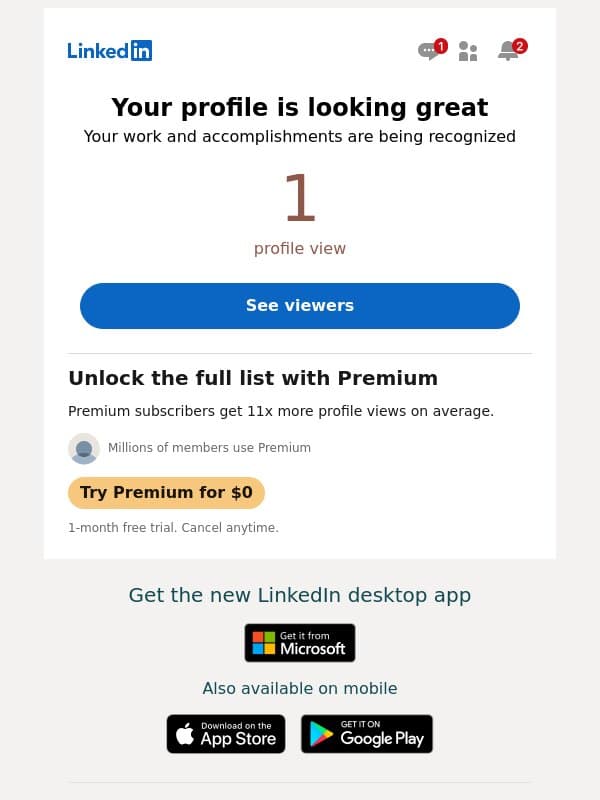 1 person viewed your profile email from HLB HAMT