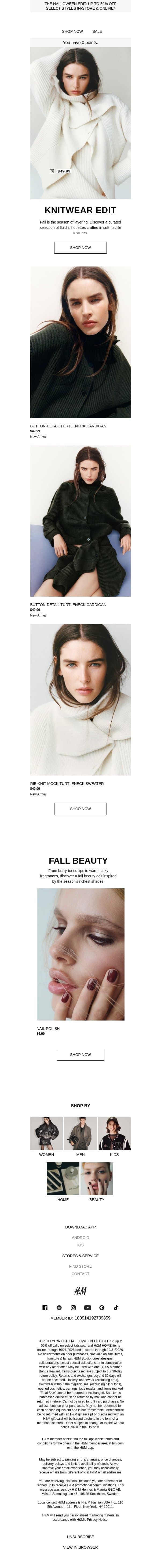 In focus: The Knitwear Edit email from H&M Kids screenshot