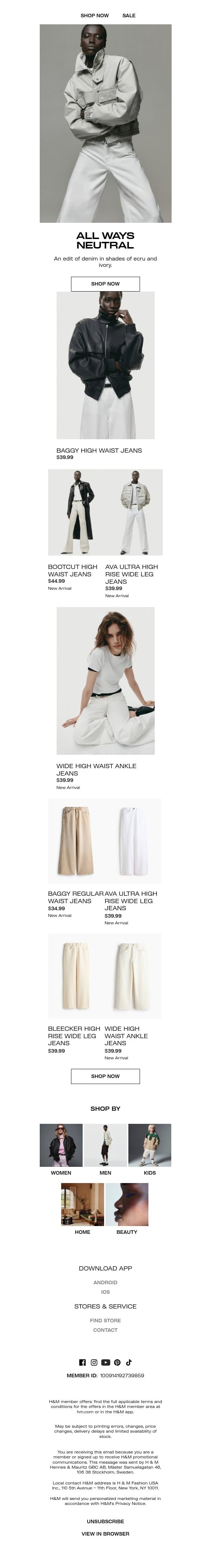 New: Light-wash jeans email from H&M Kids screenshot