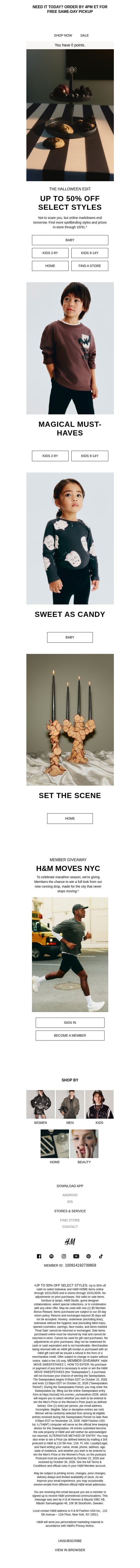Don't ghost up to 50% off... email from H&M Kids screenshot