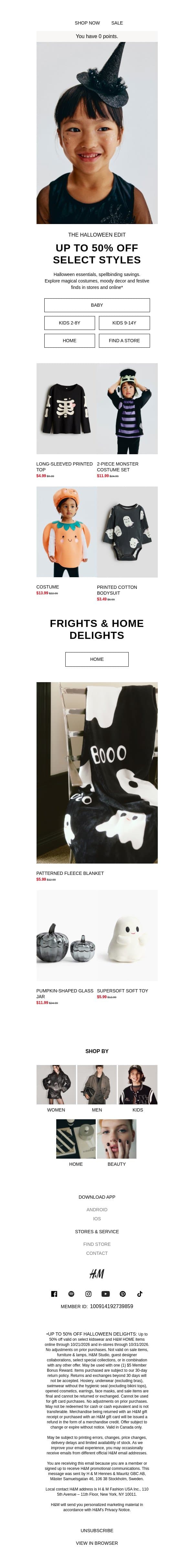 Trick-or-treat: Up to 50% off all this email from H&M Kids screenshot