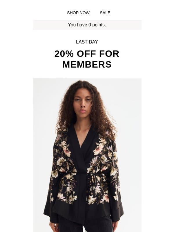 Your 20% off ends soon, Member email from H&M Kids
