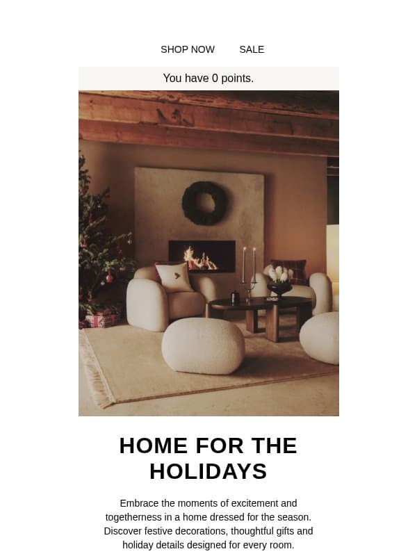 Cozy holiday decorations email from H&M Kids
