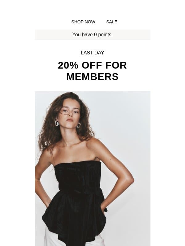 20% off expires tonight, Member email from H&M Kids