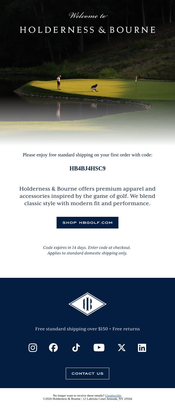 Thanks For Joining Us email from Holderness & Bourne screenshot
