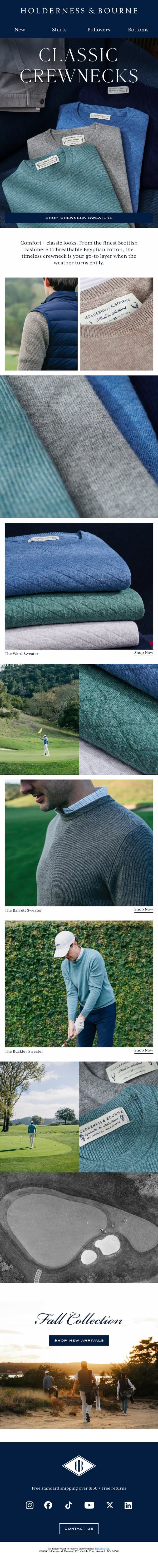 Layering Season ➡️ NEW Crewnecks email from Holderness & Bourne screenshot