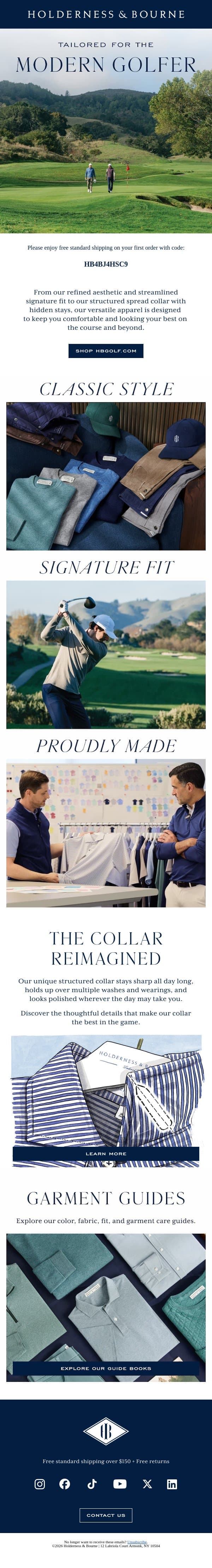 Better Fitting Classics email from Holderness & Bourne screenshot