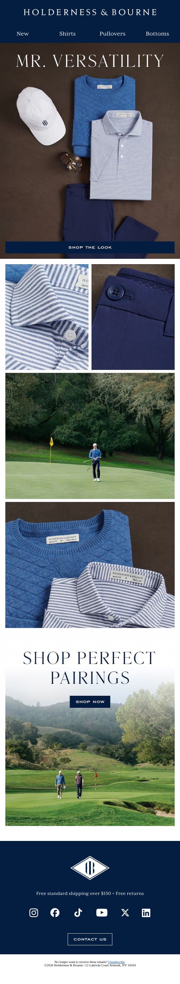 Easy to wear. Easy to pair. email from Holderness & Bourne screenshot