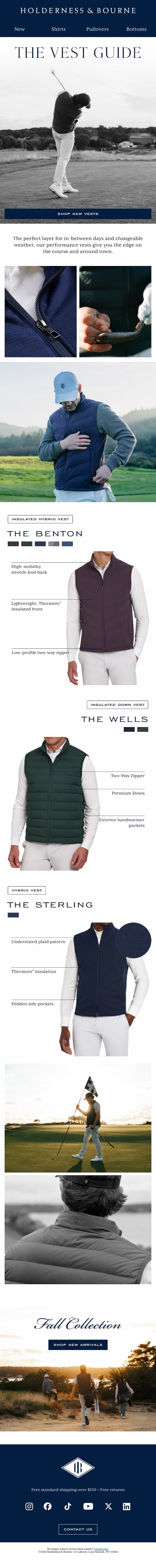 Warm to the Core: NEW Vests for Fall email from Holderness & Bourne screenshot