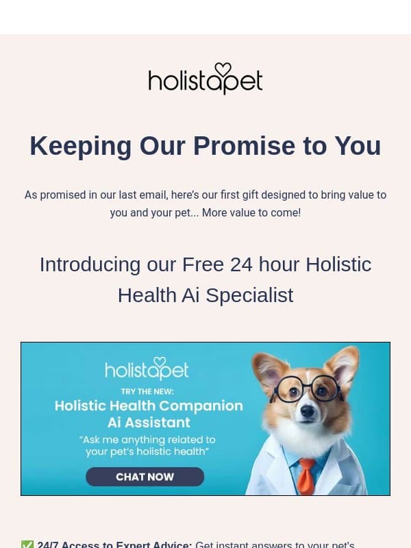 Hey friend, meet your pet’s new wellness buddy email from HolistaPet