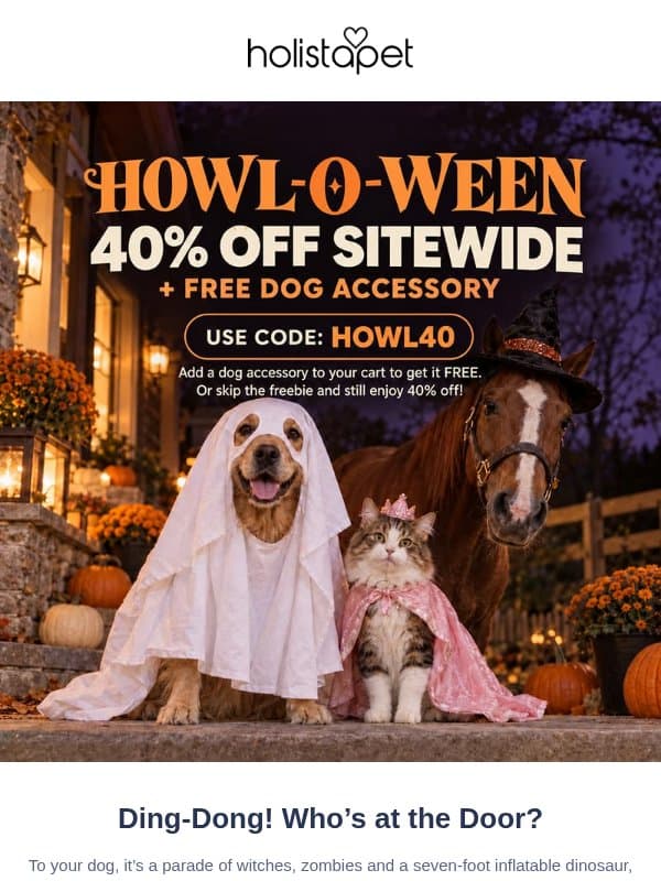 Howl-o-ween: 40% OFF All Pet CBD email from HolistaPet