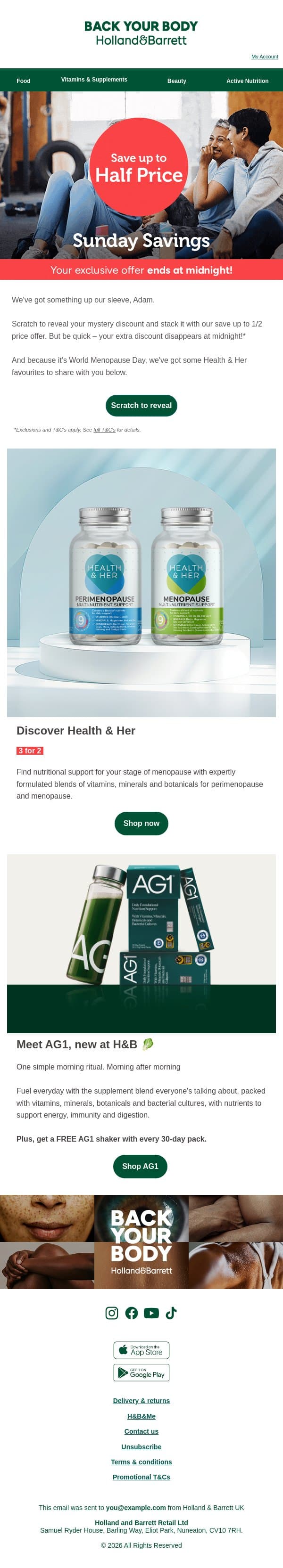 An extra discount just for you 🎁 email from Holland & Barrett screenshot