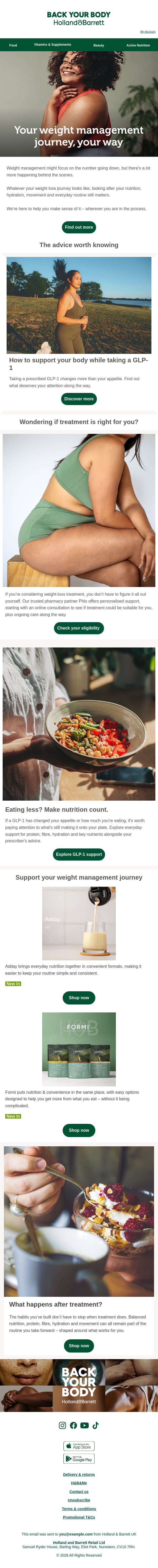 GLP-1 or not, don’t overlook this email from Holland & Barrett screenshot
