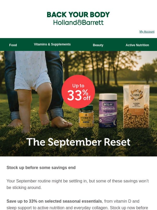 Don’t miss up to 33% off ⏰ email from Holland & Barrett