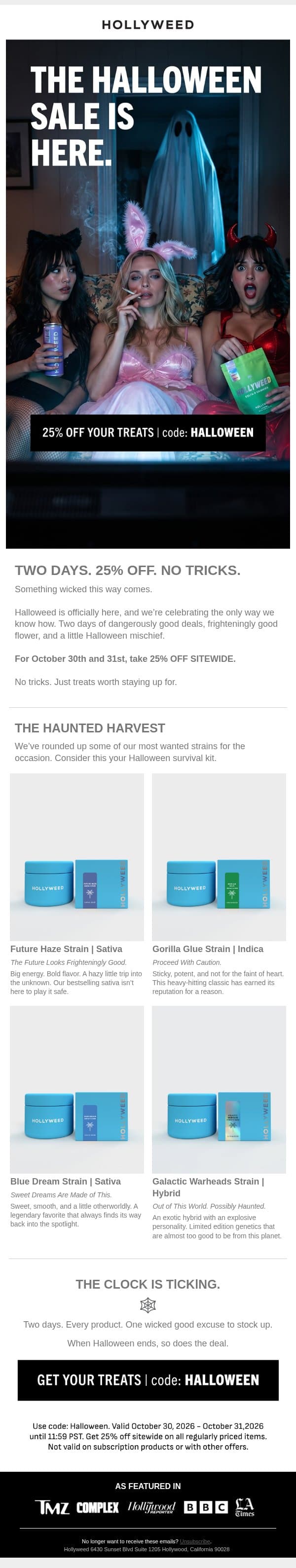 👻 Something Wicked Just Dropped. email from Hollyweed screenshot