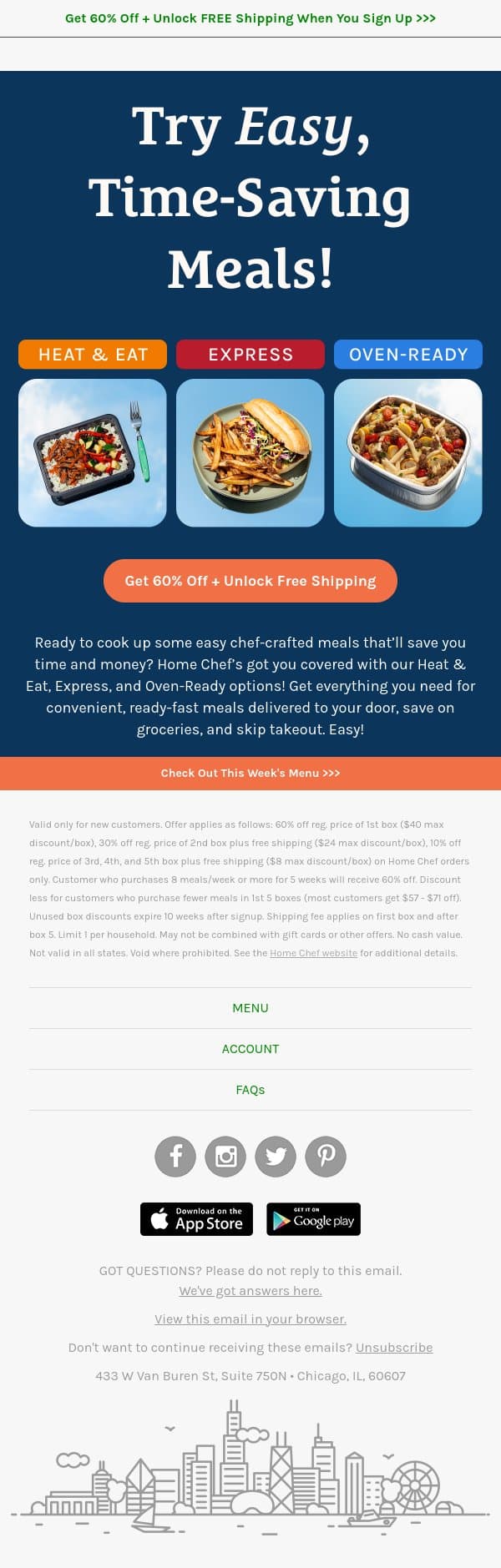 π² Oven-ready meals, zero fuss π² email from Home Chef screenshot