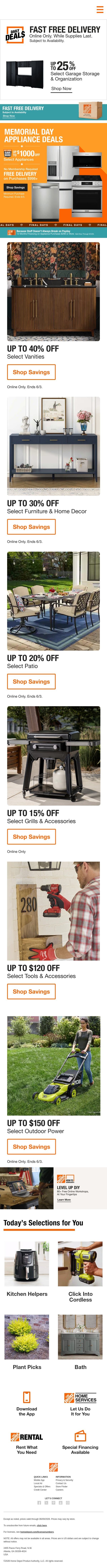 FINAL DAYS ๐ธ MEMORIAL DAY APPLIANCES email from Home Decorators Collection screenshot