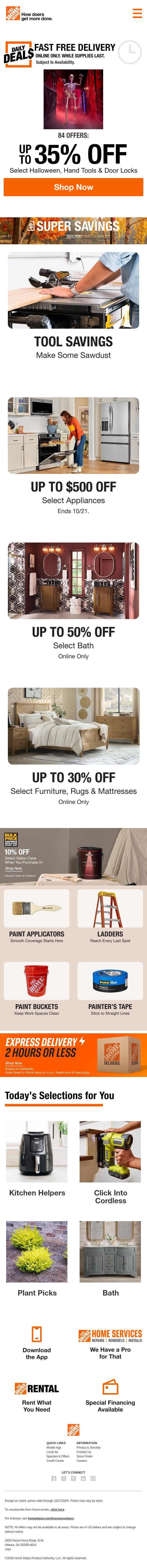 Daily Deals 🍁 Up to $500 Off email from Home Decorators Collection screenshot
