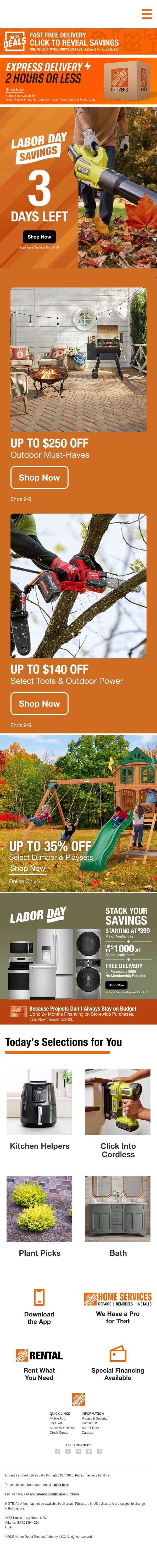 Labor Day Deals email from Home Decorators Collection screenshot