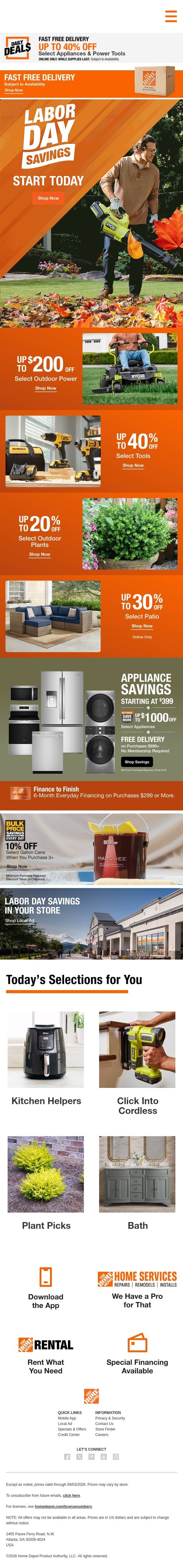 Starting Today—Labor Day Savings email from Home Decorators Collection screenshot