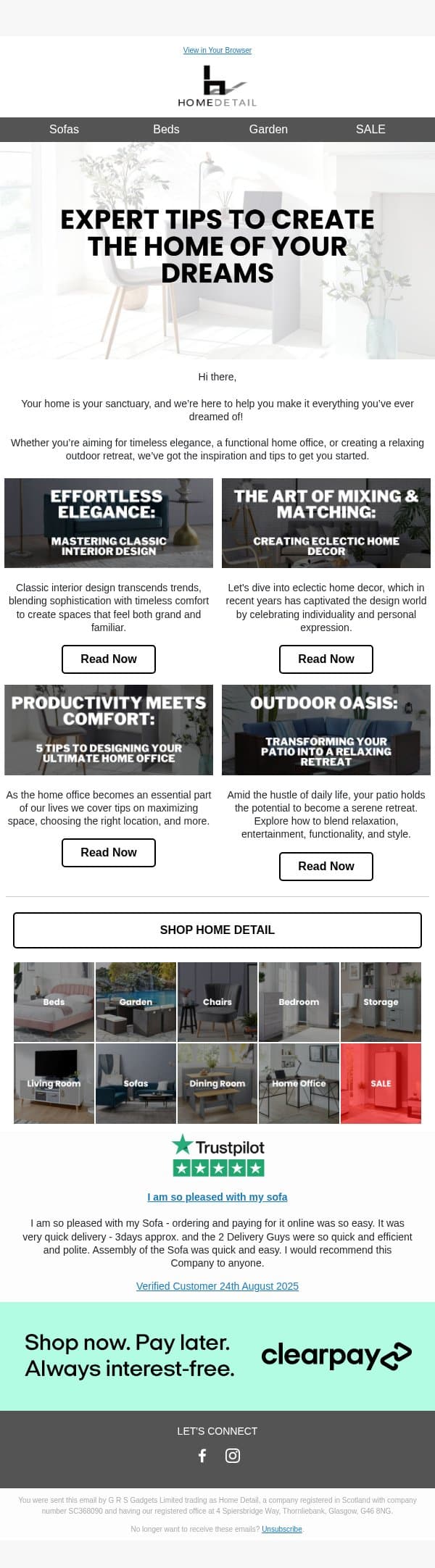 Your Home, Your Sanctuary email from Home Detail screenshot
