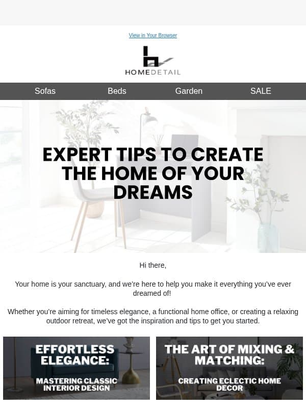 Your Home, Your Sanctuary email from Home Detail