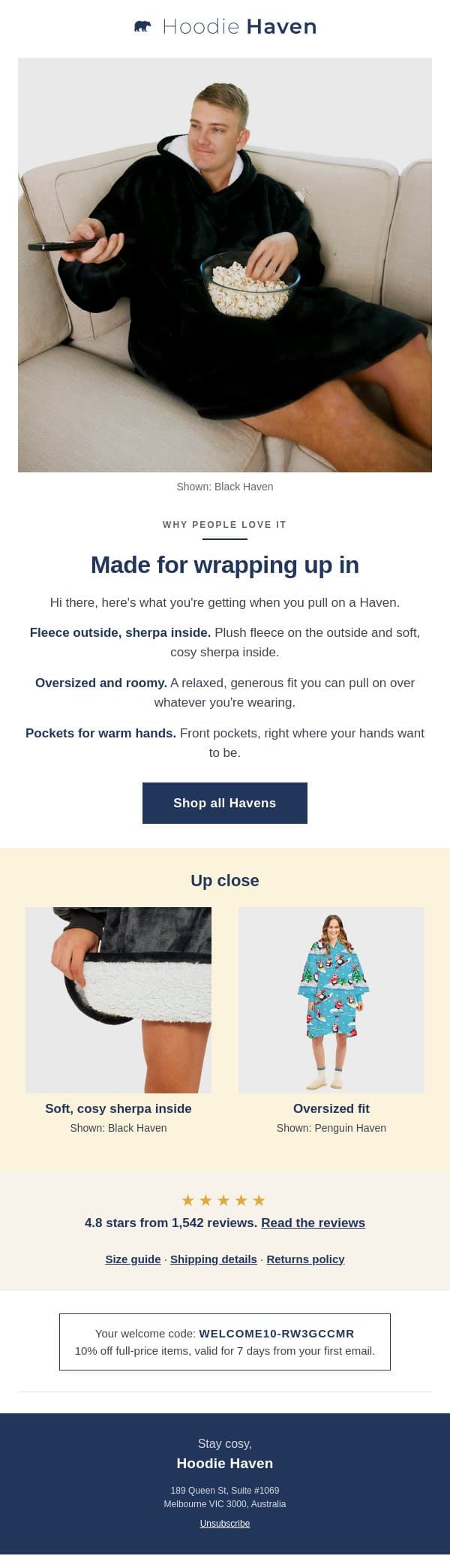 Why people love their Haven email from Hoodie Haven screenshot