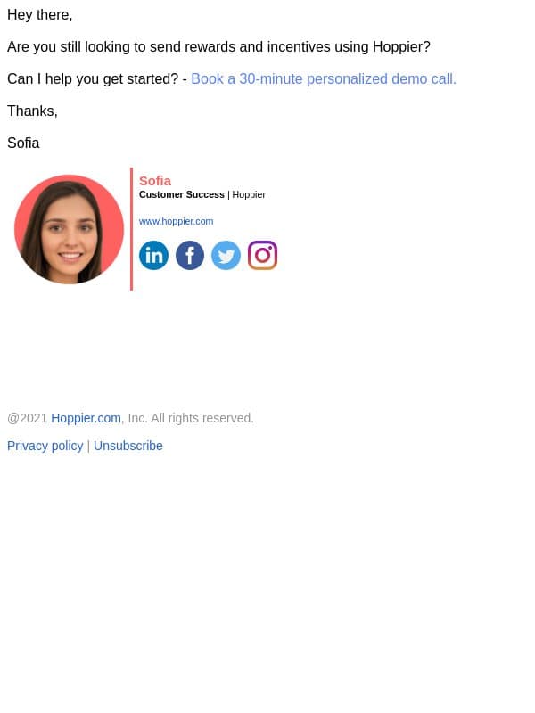 RE: Hey there, it's Sofia from Hoppier! email from Hoppier