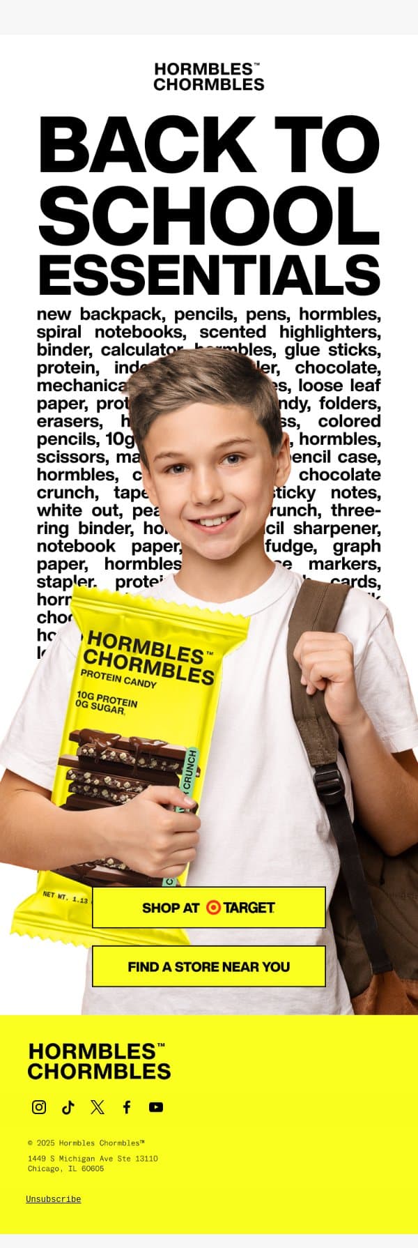 school supplies made yummier email from HORMBLES CHORMBLES screenshot