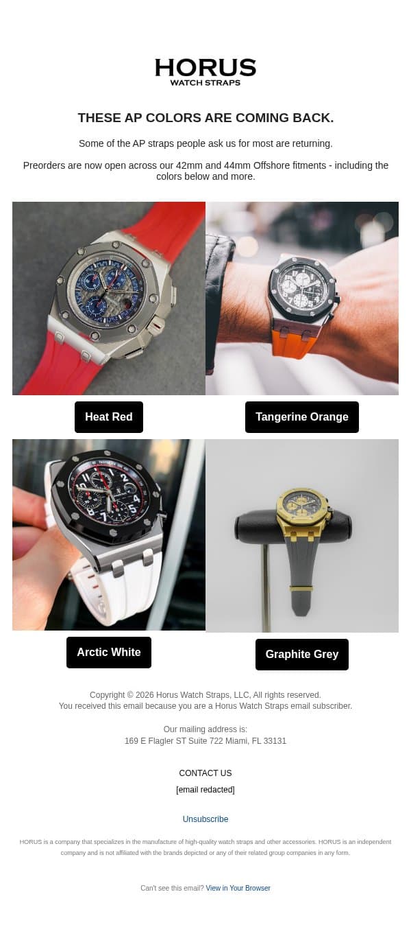 Back by demand: AP. email from Horus Watch Straps screenshot