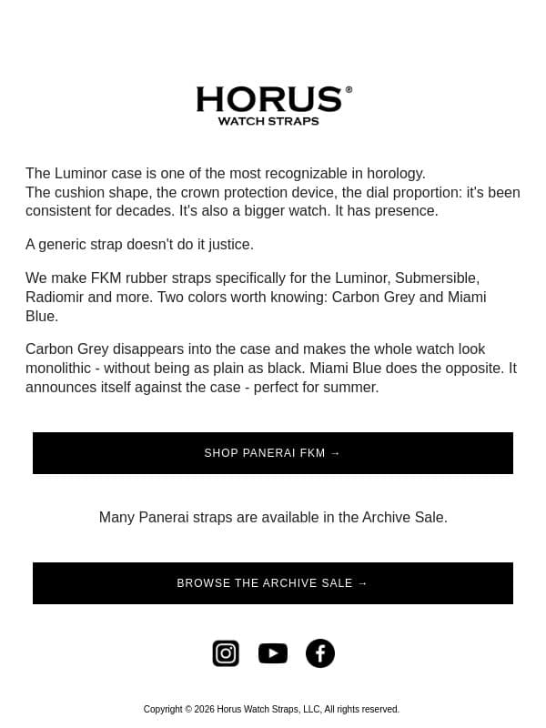 Luminor. email from Horus Watch Straps
