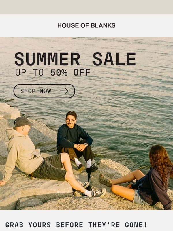 Low Stock Items | Up to 50% Off email from HOUSE OF BLANKS