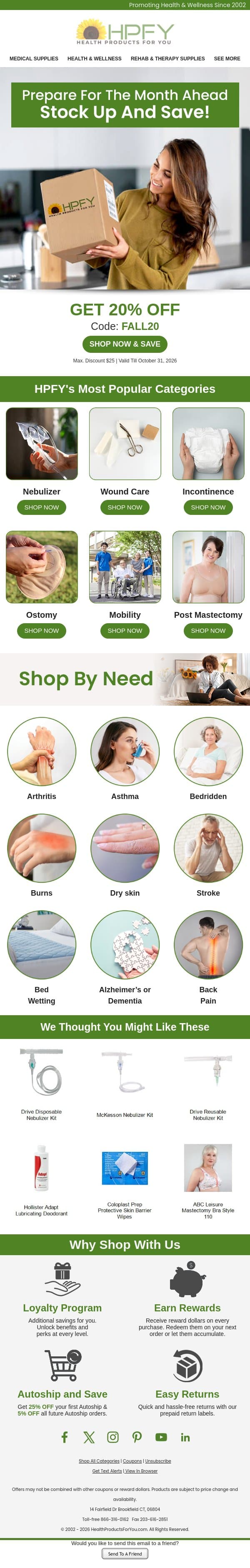 Dear adam, ⏰ Stock Up Today, Save Before October Ends! email from HPFY (Health Products For You) screenshot
