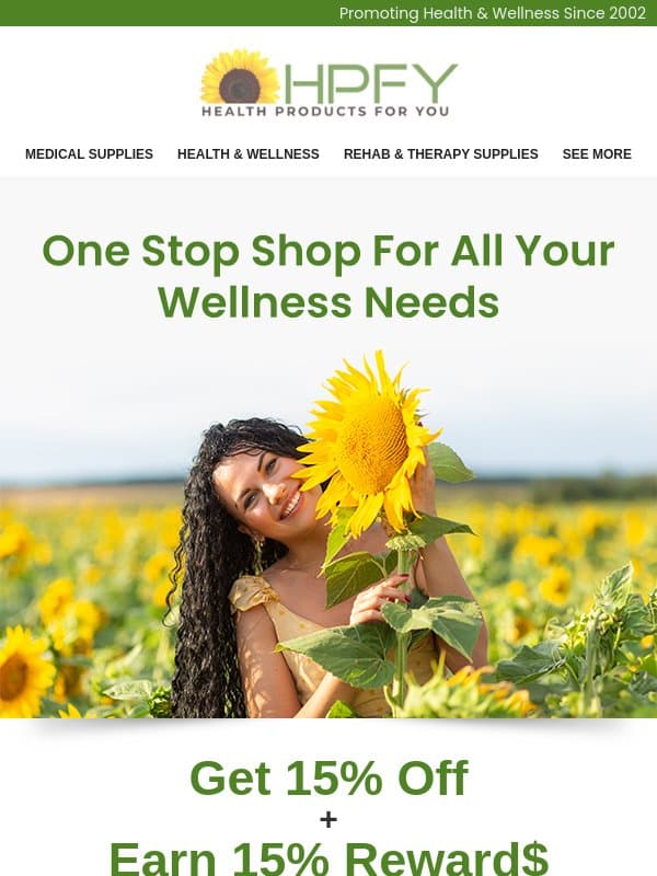 Dear adam, 🌻 More Wellness for Less—And Rewards on Top! email from HPFY (Health Products For You)