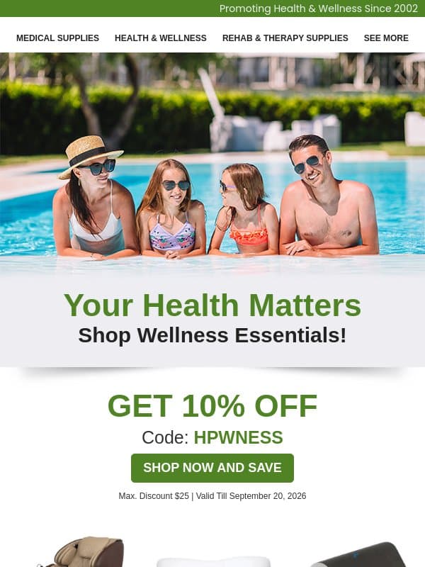 Dear adam, Your Health Essentials Just Went on Sale 🧡 email from HPFY (Health Products For You)