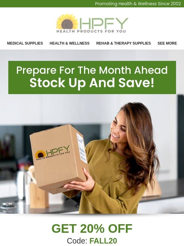 Dear adam, ⏰ Stock Up Today, Save Before October Ends! email from HPFY (Health Products For You)