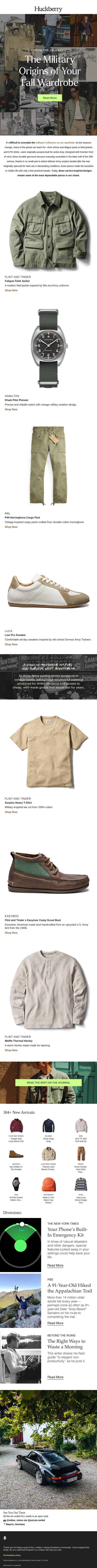 Military-Inspired Staples for Fall email from Huckberry screenshot
