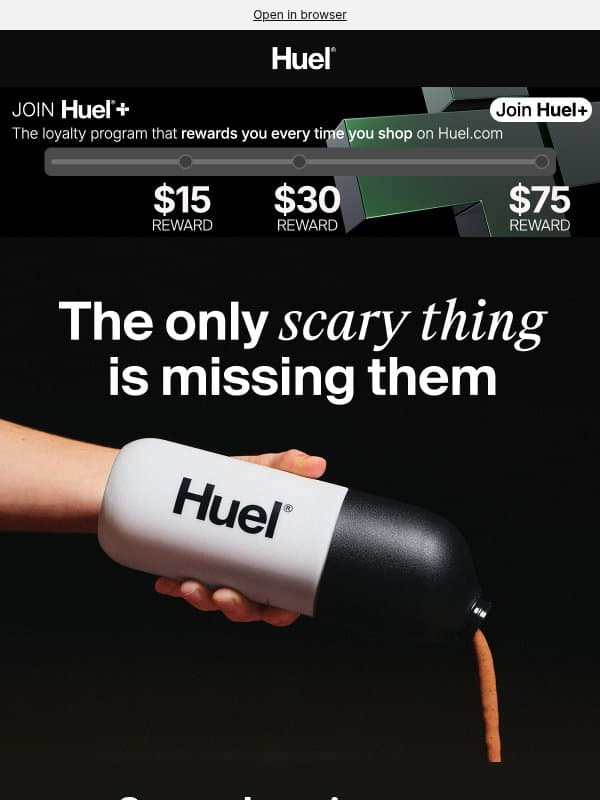 Spooky discounts for your basket 🎃 email from Huel