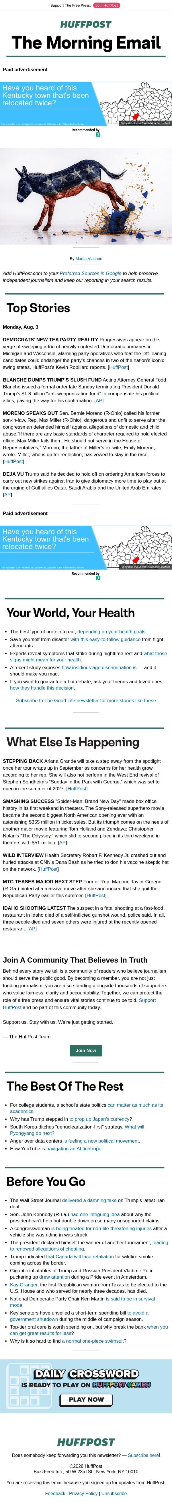 Dems confront their new Tea Party reality email from HuffPost screenshot