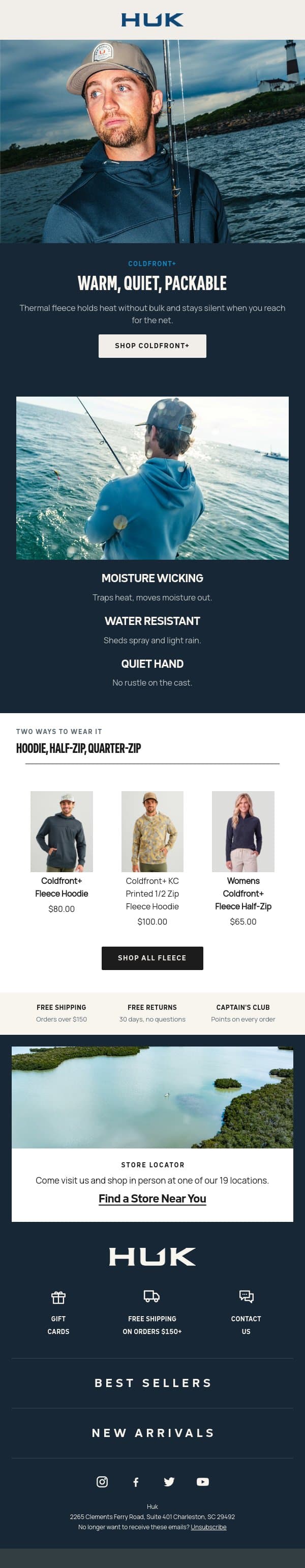 Coldfront+ fleece, explained email from Huk Gear screenshot