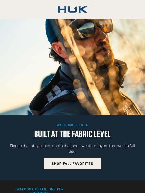 You're in — here's 15% to start email from Huk Gear