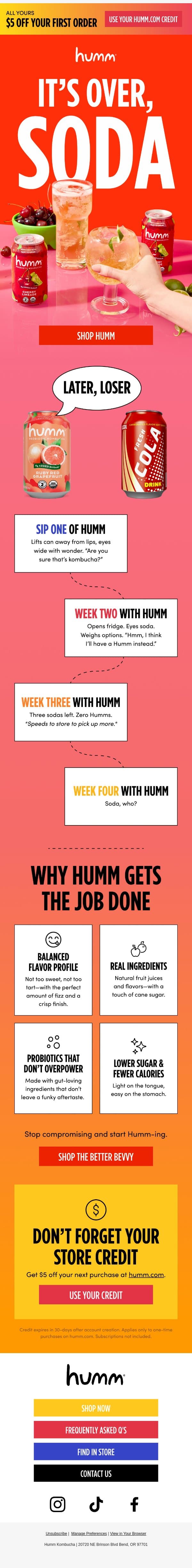 Humm to the rescue đź’« email from Humm Kombucha screenshot