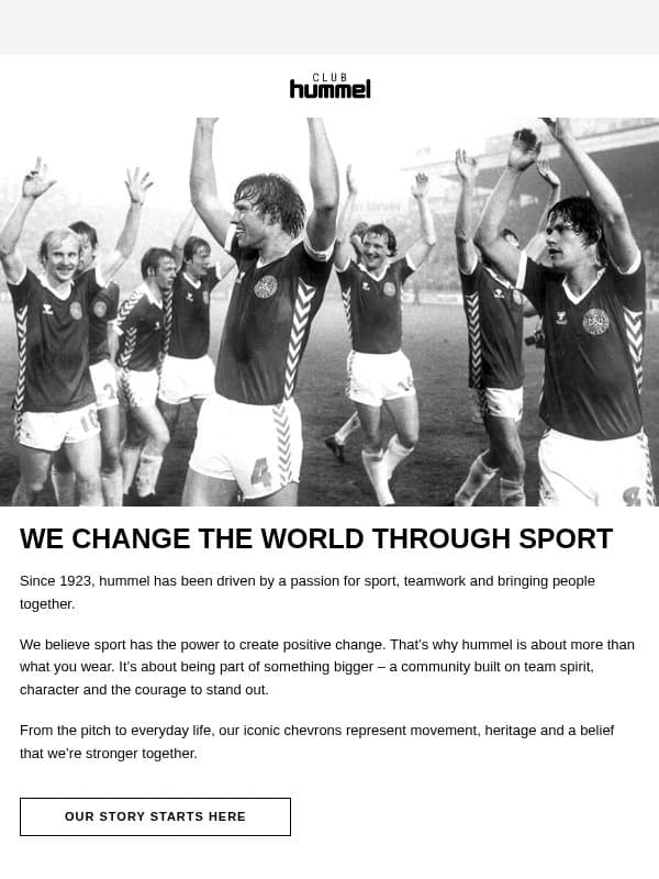 100 years of sport, community and progress email from Hummel