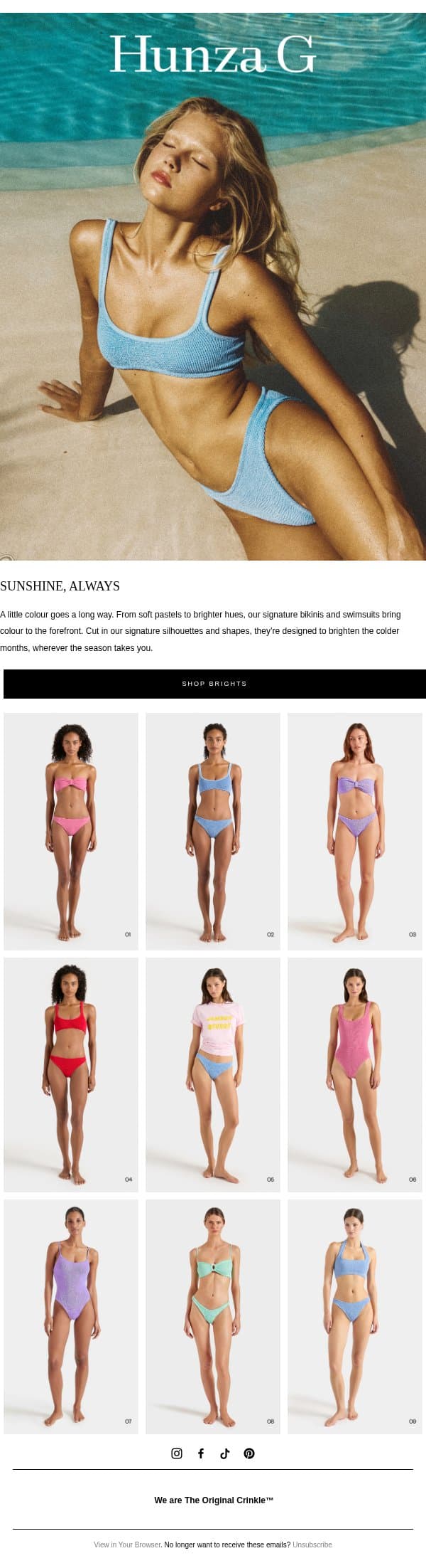 Wear the sunshine email from Hunza G screenshot