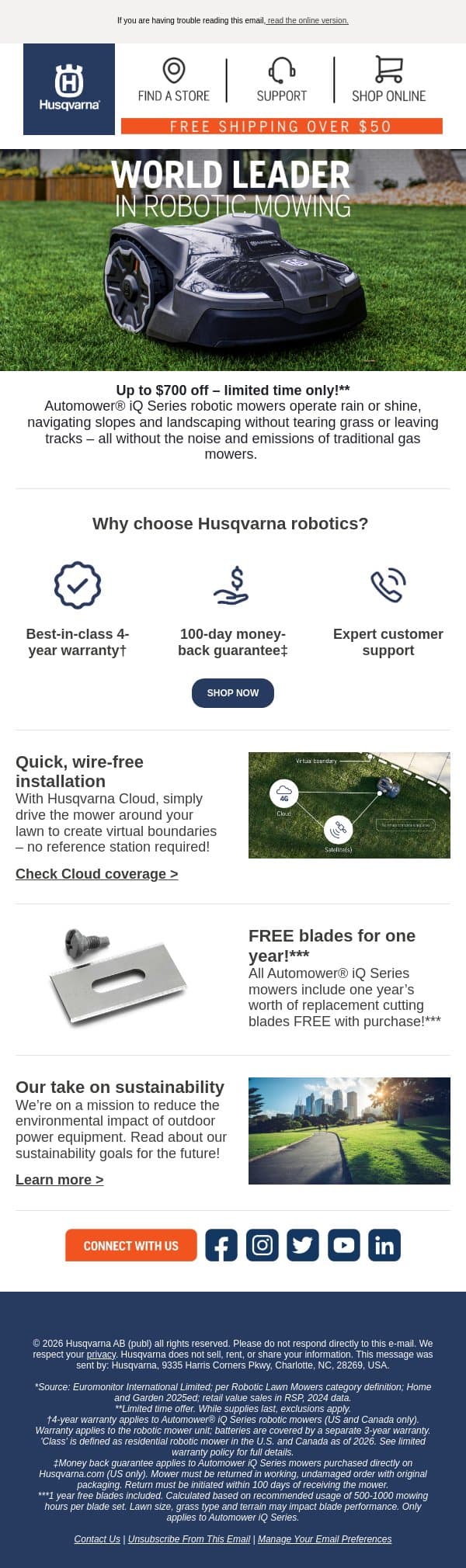 Automower® is #1 – trust the best, ditch the rest!* email from Husqvarna Group screenshot